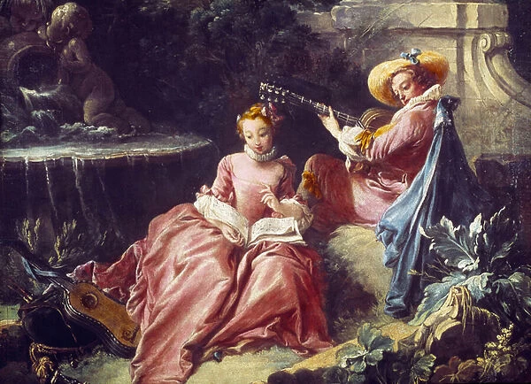 La lecon de musique Painting by Francois Boucher (1703-1770). 18th century. Paris