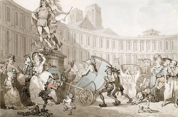 La Place des Victoires, Paris, c. 1789 (pen and ink and w  /  c over graphite on laid paper)