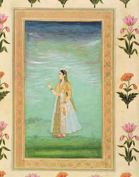 Lady holding a flower, from the Small Clive Album (opaque w  /  c on paper)