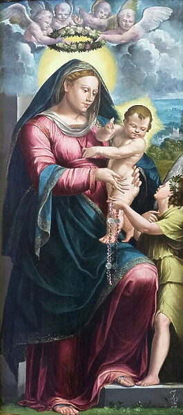 Our Lady of the Rosary, 16th century (oil on panel)