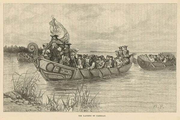 The landing of Cadillac (engraving)