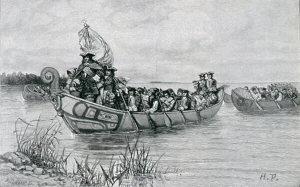 The Landing of Cadillac, illustration from The City of the Strait by Edmund Kirke, pub