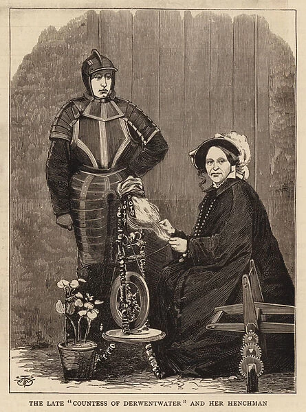 The Late 'Countess of Derwentwater'and her Henchman (engraving)