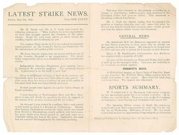 Latest Strike News, 7 May 1926 (engraving)