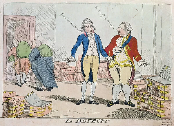 Le Deficit, 1788 (colour etching)