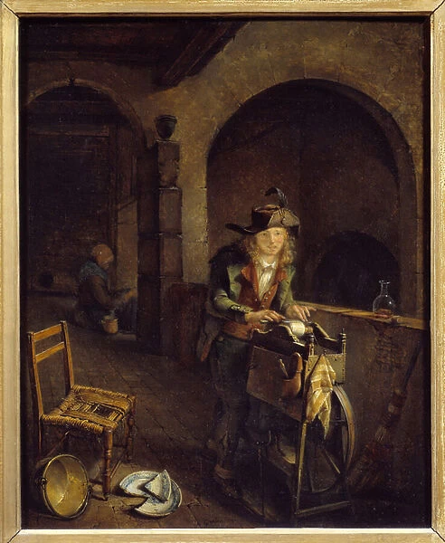 Le petit remouleur Painting by Jean Michel Grobon (1770-1853) 1794 Lyon, Musee des Beaux Arts