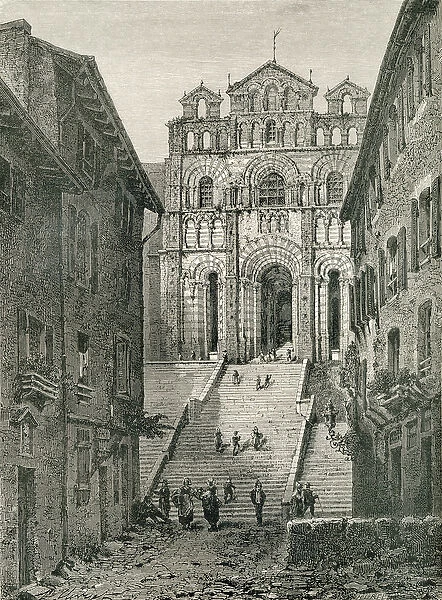 Le Puy Cathedral, Le Puy-en-Velay, Auvergne, in the 19th century, from French