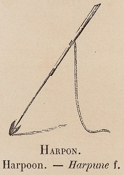 Le Vocabulaire Illustre: Harpon; Harpoon; Harpune (engraving)