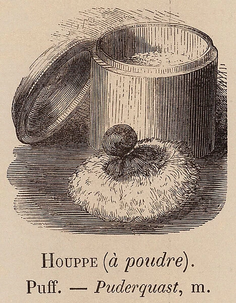 Le Vocabulaire Illustre: Houppe (a poudre); Puff; Puderquast (engraving)