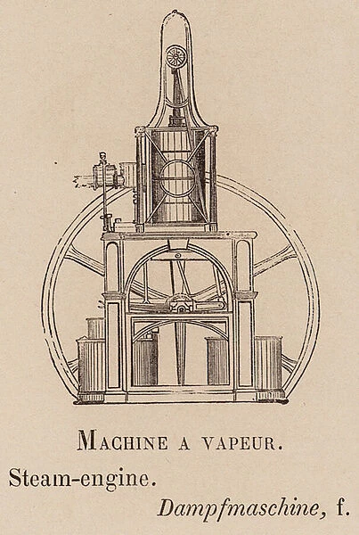 Le Vocabulaire Illustre: Machine a vapeur; Steam-engine; Dampfmaschine (engraving)