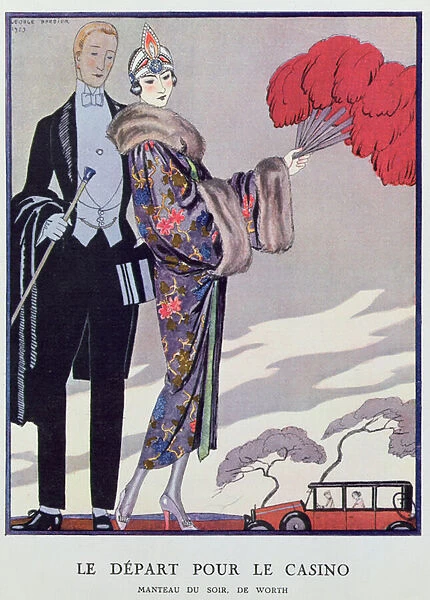Leaving for the Casino. illustration for La Gazette du Bon Ton, 1923 (colour litho)