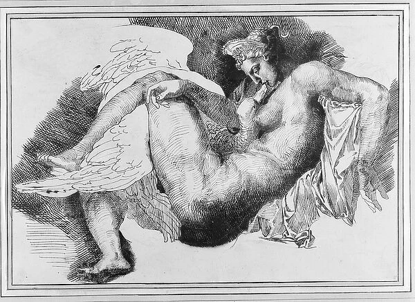 Leda, after a drawing by Michelangelo Buonarroti (1475-1564) 1822 (pen & ink on paper)