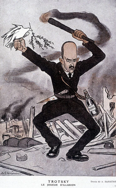 Leon Trotsky (Trotsky) (1879-1940), the illusion player - cartoon by Barrere