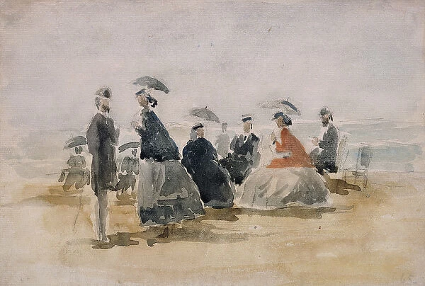 Les Crinolines, 1865 (watercolour and pencil on paper laid on card)