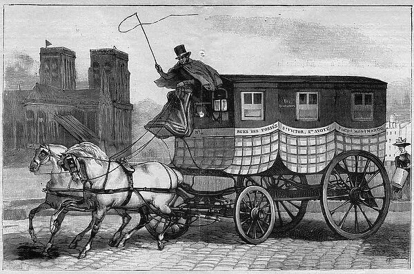 Les Omnibus de Paris in the 19th century: the Scottish - engraving from 1892