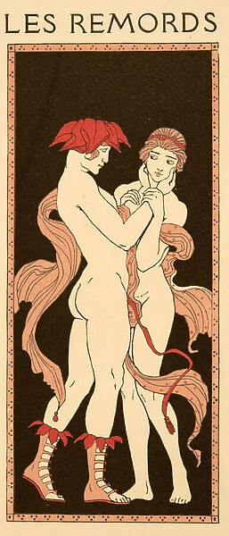Les Remords, illustration from Les Chansons de Bilitis, by Pierre Louys, pub. 1922 (pochoir print)