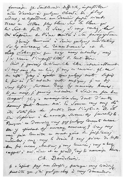 Letter to Richard Wagner (1813-83) 17th February 1860 (pen and ink on paper) (b  /  w photo)