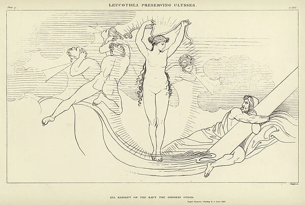 Leucothea preserving Ulysses (engraving)