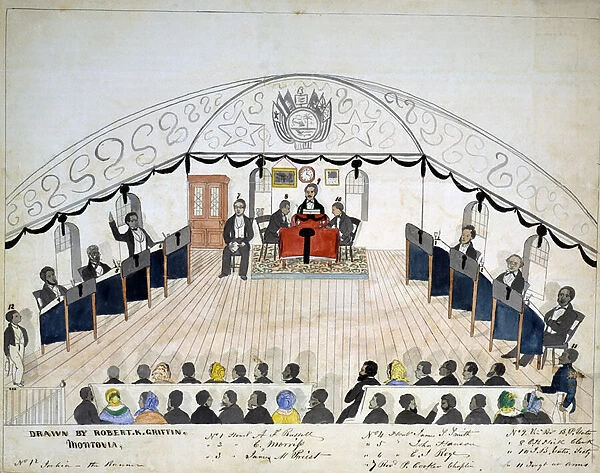 Liberian senate, pub. 1856 (colour litho)