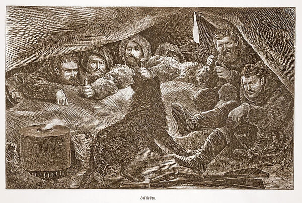 Life in the tent, 1896 (engraving)