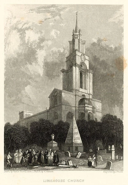 Limehouse Church; St Annes Church, Limehouse, London (engraving)