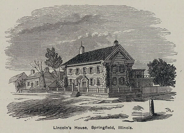 Lincolns house, Springfield, Illinois (engraving)