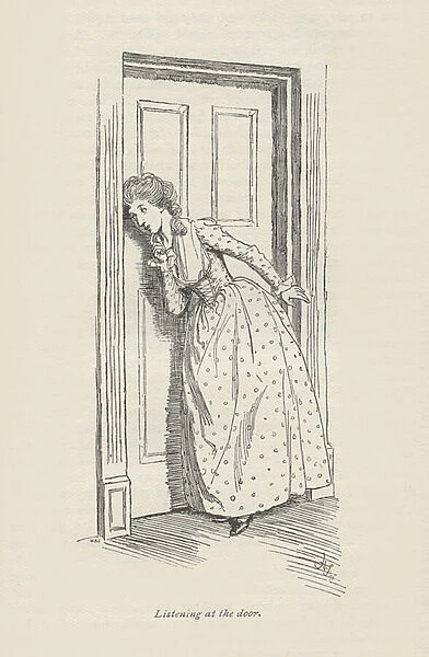 Listening at the door, 1896 (engraving)