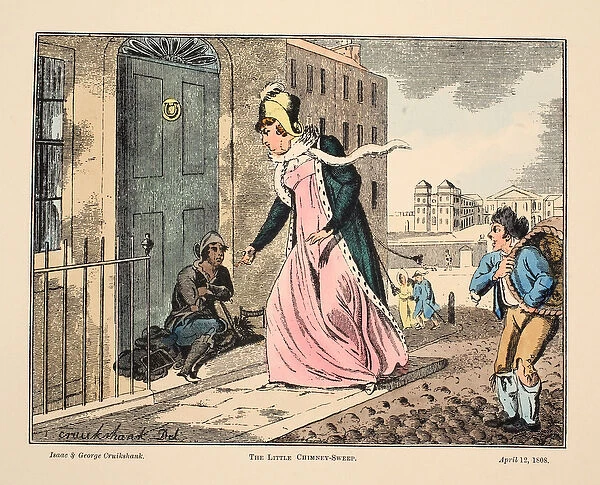 The Little Chimney-Sweep, pub. 1808 (hand coloured engraving)