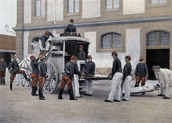 Loading the wounded in an ambulance - in 'Military Album'