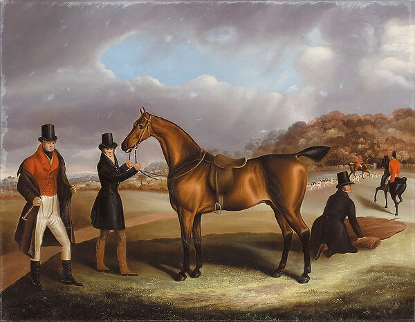 Lord George Bentinck with his favourite hunter, and grooms