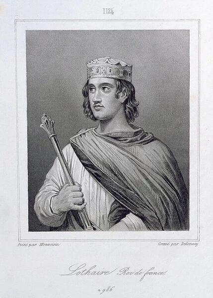 Lothair (941-986) King of France, engraved by Delannoy (engraving)