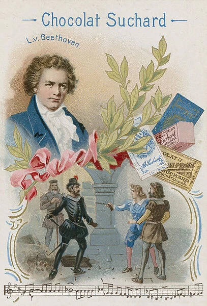 Ludwig van Beethoven, German composer and pianist (chromolitho)