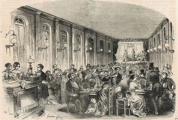 Lyric print of the passage Jauffroy in Paris in the 19th century - Engraving in '