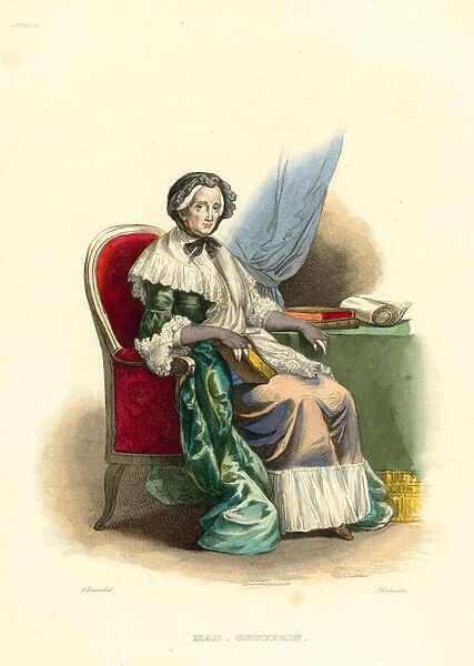 Madame Geoffrin (coloured engraving)