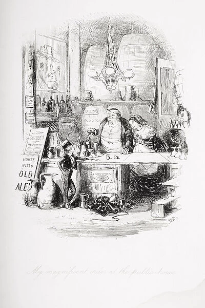 A magnificent order at the public house, illustration from David Copperfield