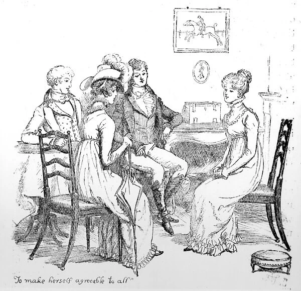 To make herself agreeable to all, illustration from Pride & Prejudice