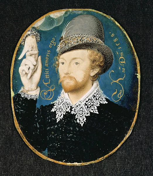 Man clasping hand from a cloud, possibly William Shakespeare, 1588