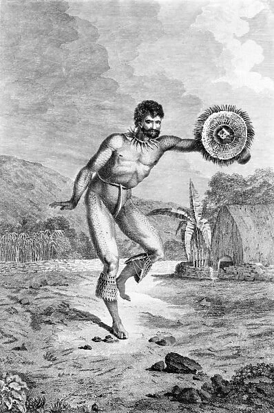 A Man of the Sandwich Islands Dancing, engraved by Myers, c. 1785 (engraving)