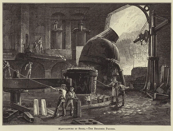 Manufacture of Steel, The Bessemer Process (engraving)