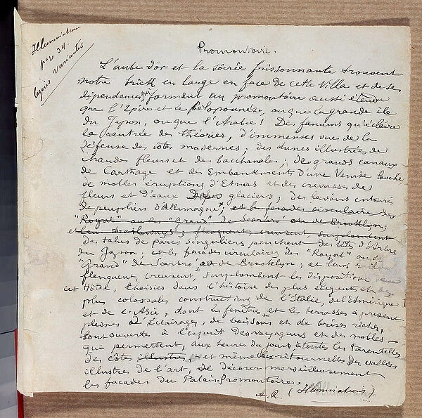Manuscript of the poem 'Promonttoire'by Arthur Rimbaud