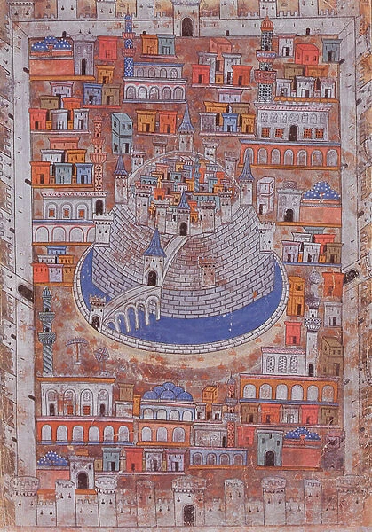 Map of Aleppo, c. 1600 (colour litho)