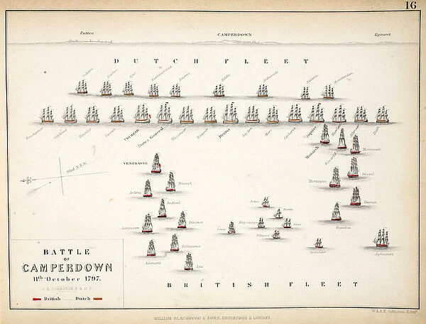 Map of the Battle of Camperdown, published by William Blackwood and Sons