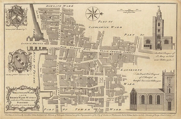 Map of Billingsgate Ward and Bridge Ward Within, London (engraving)