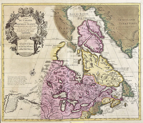 Map of Canada and Greenland (etching, 1730)