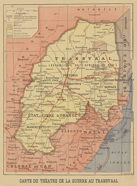 Map of the theatre of the Boer War (colour litho)