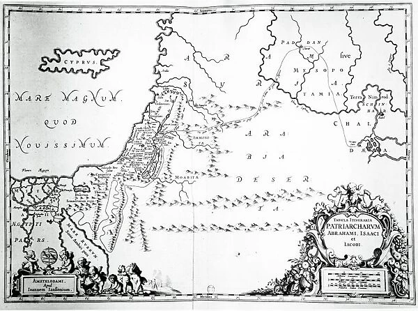 Map of the travels of Abraham, Isaac and Jacob, 1652 (engraving)