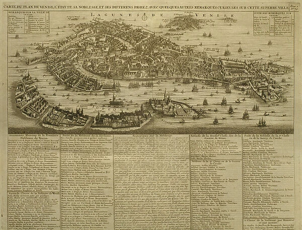 Map of Venice, published by H. Chatelain in Amsterdam, 1728 (engraving)