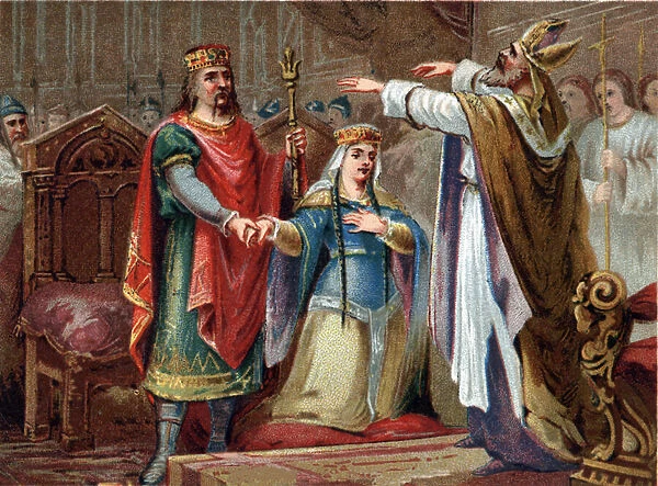The marriage of Clovis (481-511) King of the Francs with Clothilde in 493