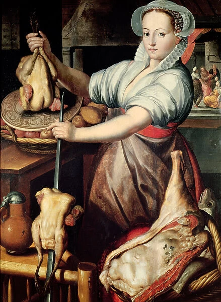 Martha Preparing Dinner for Jesus (oil on canvas)