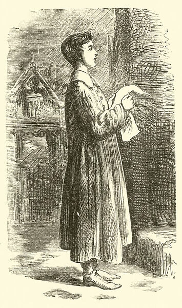 Martin Luther singing in the streets of Eisenach for bread (engraving)